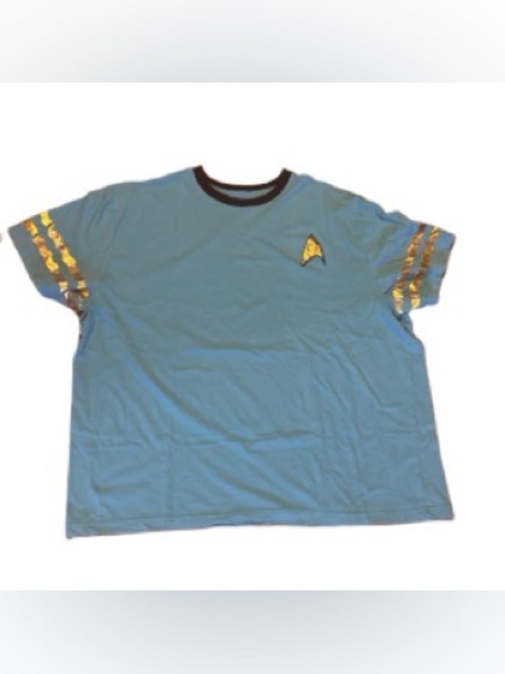 Star Trek medical  Blue Short Sleeve Tee with Gold Accent Stripes